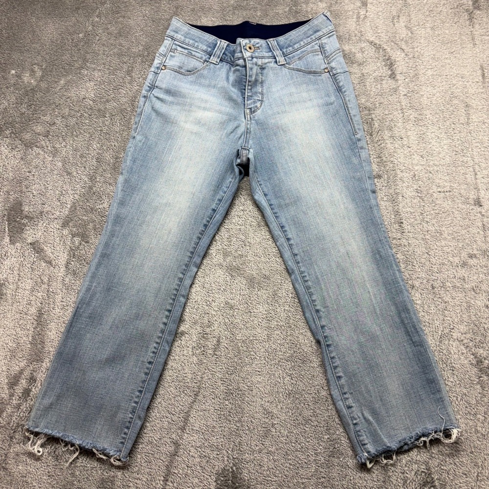 Jag Jeans Straight Leg Womens 8P Blue Good Raw Hem Mid Rise Stretch Zip Fly